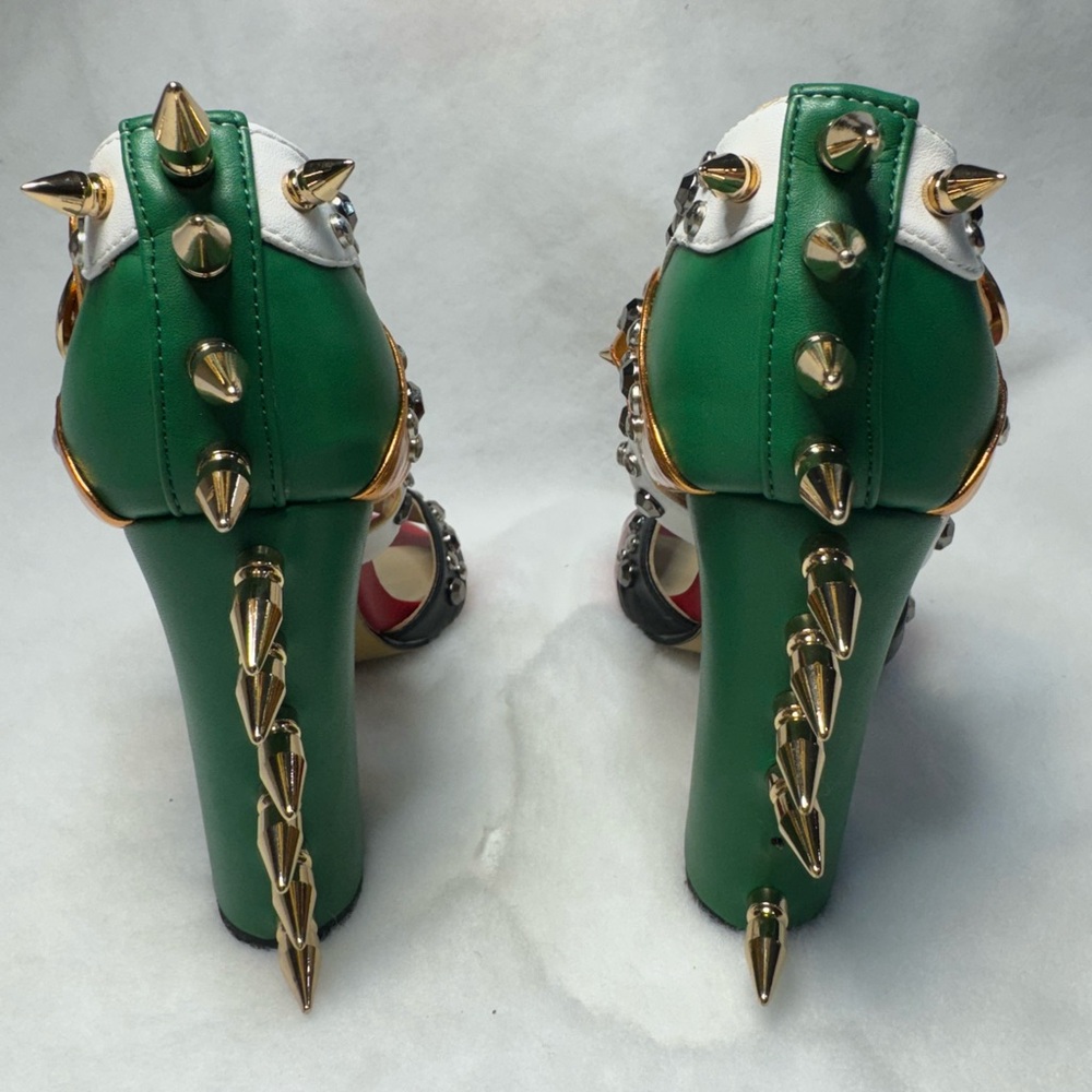 Gucci Red, Green, and Gold Spiked Heels - Picture 10 of 13